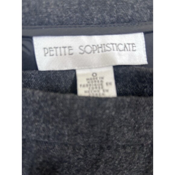 Petite Sophisticate 0P Wool Gray Pink Border Accent Wrap Lined Midi Pencil Skirt - Picture 4 of 9